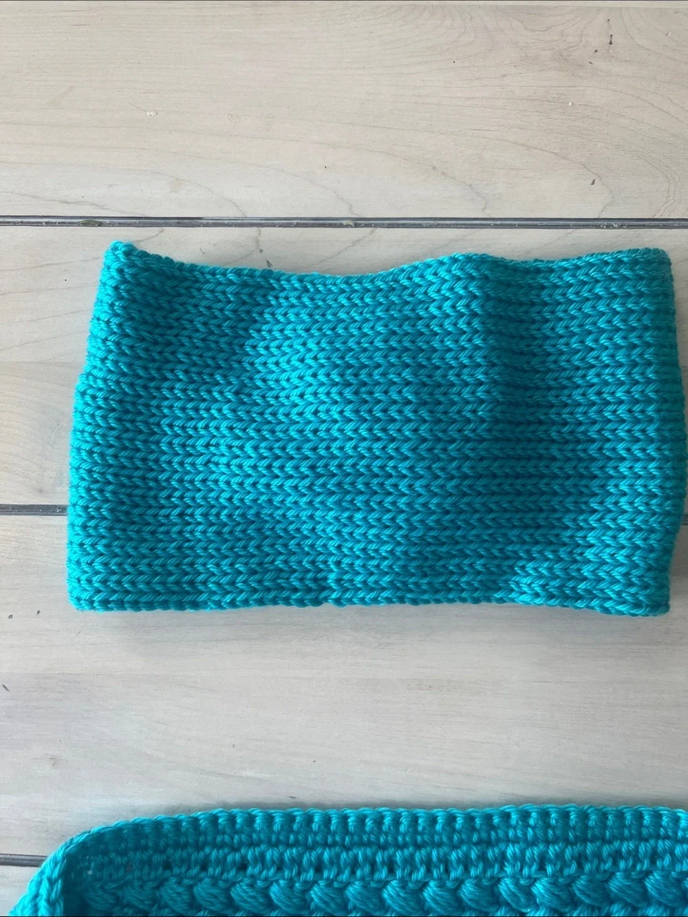 Handmade Teal Crochet Scarf & Headband Set